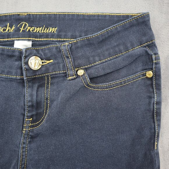 Cache Premium Jeans Womens 2 Black Bootcut Low Rise Button Stretch Denim Pants - Picture 11 of 16